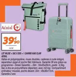 Netto AÉRIAL LOT VALISE + SAC À DOS + 1 CHARMS KAKI CLAIR offre