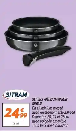 Netto SITRAM SET DE 3 POÊLES AMOVIBLES offre