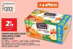 Netto Charles & Alice Compotes sans sucres ajoutés offre