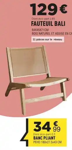 Centrakor Fauteuil bali offre
