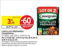 Intermarché Cassegrain lentilles préparées offre