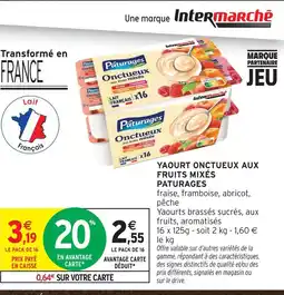 Intermarché Paturages yaourt onctueux aux fruits mixés offre