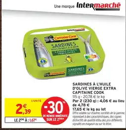 Intermarché Capitaine cook sardines à l'huile d'olive vierge extra offre