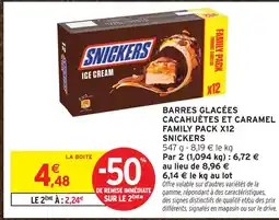 Intermarché Snickers barres glacées cacahuètes et caramel family pack x12 offre