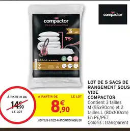 Intermarché Compactor lot de 5 sacs de rangement sous vide offre