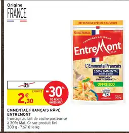Intermarché Entremont emmental français râpé offre