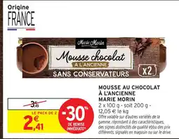 Intermarché Marie morin mousse au chocolat à l'ancienne offre