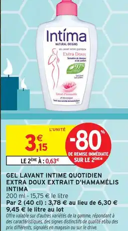 Intermarché Intima gel lavant intime quotidien extra doux extrait d'hamamélis offre