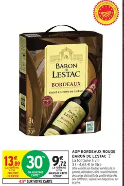Intermarché Baron de lestac aop bordeaux rouge offre