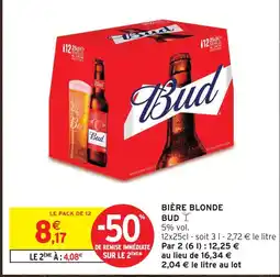 Intermarché Bud bière blonde offre