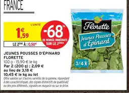 Intermarché Florette jeunes pousses d'épinard offre