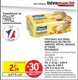 Intermarché Pâturages frutimax aux bons morceaux de fruits abricot offre