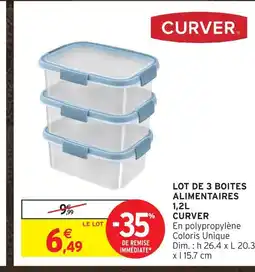 Intermarché Curver lot de 3 boîtes alimentaires 1,2l offre