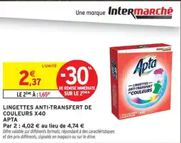 Intermarché Apta lingettes anti-transfert de couleurs x40 offre