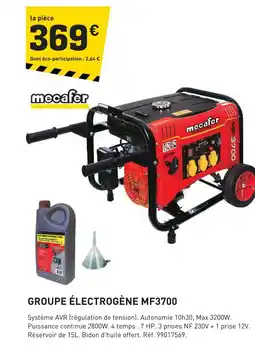 Tout faire matériaux Mecafer groupe électrogène mf3700 offre