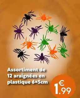 Maxi Bazar Assortiment de 12 araignées en plastique 6x5cm offre