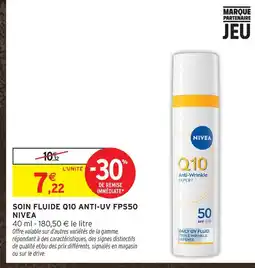 Intermarché Nivea soin fluide q10 anti-uv fps50 offre