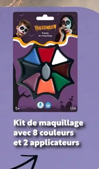 Kit de maquillage avec 8 couleurs et 2 applicateurs