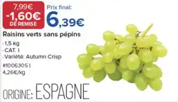 Costco Raisins verts sans pépins offre