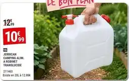 Gamm vert Jerrican camping alim. a robinet translucide offre