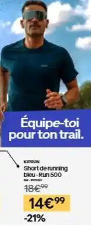 Decathlon Short de running dieu- run 500 offre