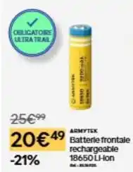 Decathlon Batterie frontale rechargeable 18650 li-ion offre