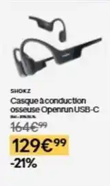 Decathlon Shokz - casque a conduction osseuse openrun usb-c offre