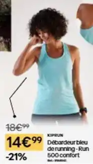 Decathlon Débardeur bleu de running - run 500 confort offre