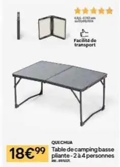 Decathlon Table de camping basse pliante offre