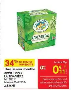 METRO Thés saveur menthe après repas offre