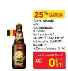 METRO Grimbergen - bière blonde offre