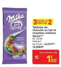 METRO Milka - tablette de chocolat au lait et noisettes entieres offre