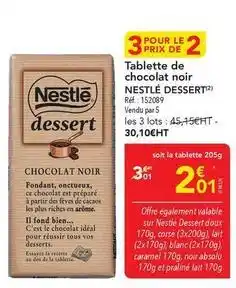 METRO Nestlé - tablette de chocolat noir dessert offre