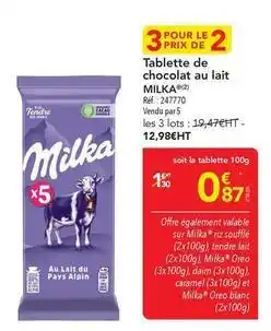 METRO Milka - tablette de chocolat au lait offre