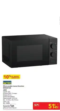 METRO Metro - micro-ondas monofonction mw2720 offre