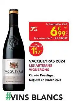 METRO Artisans vignerons - vacqueyras 2024 les offre
