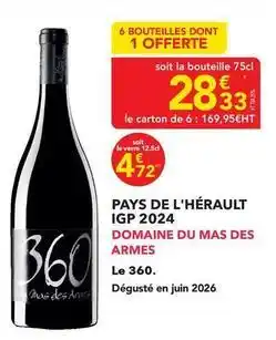 METRO Domaine du mas des armes - pays de l'hérault igp 2024 offre