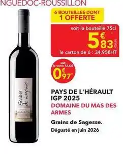 METRO Domaine du mas des armes - pays de l'hérault igp 2025 offre