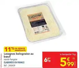 METRO Lasagnes bolognaise au bœuf offre