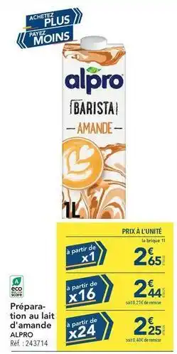 METRO Alpro - prépara- tion au lait d'amande offre