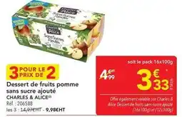 METRO Charles & alice - dessert de fruits pomme sans sucre ajouté offre