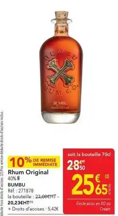 METRO Bumbu - rhum original offre