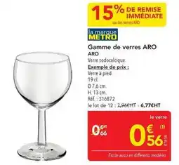 METRO Aro - gamme de verres offre