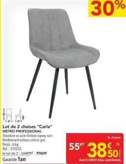 METRO Metro - lot de 2 chaises carla offre