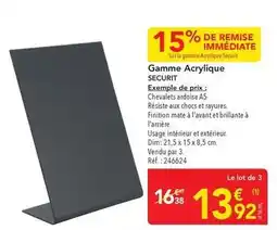 METRO Securit - gamme acrylique offre