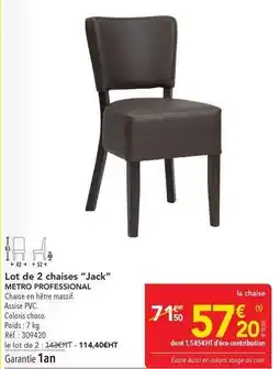 METRO Metro - lot de 2 chaises jack offre