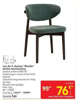 METRO Metro - lot de 2 chaises rivello offre