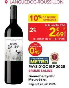 METRO Metro - pays d'oc igp 2025 offre