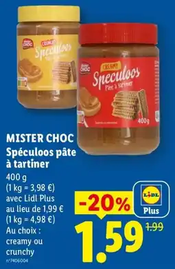 Lidl MISTER CHOC Spéculoos pâte à tartiner offre