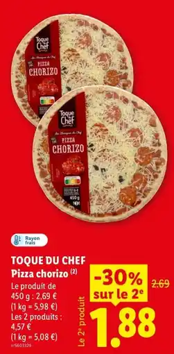 Lidl Toque du Chef Pizza chorizo offre